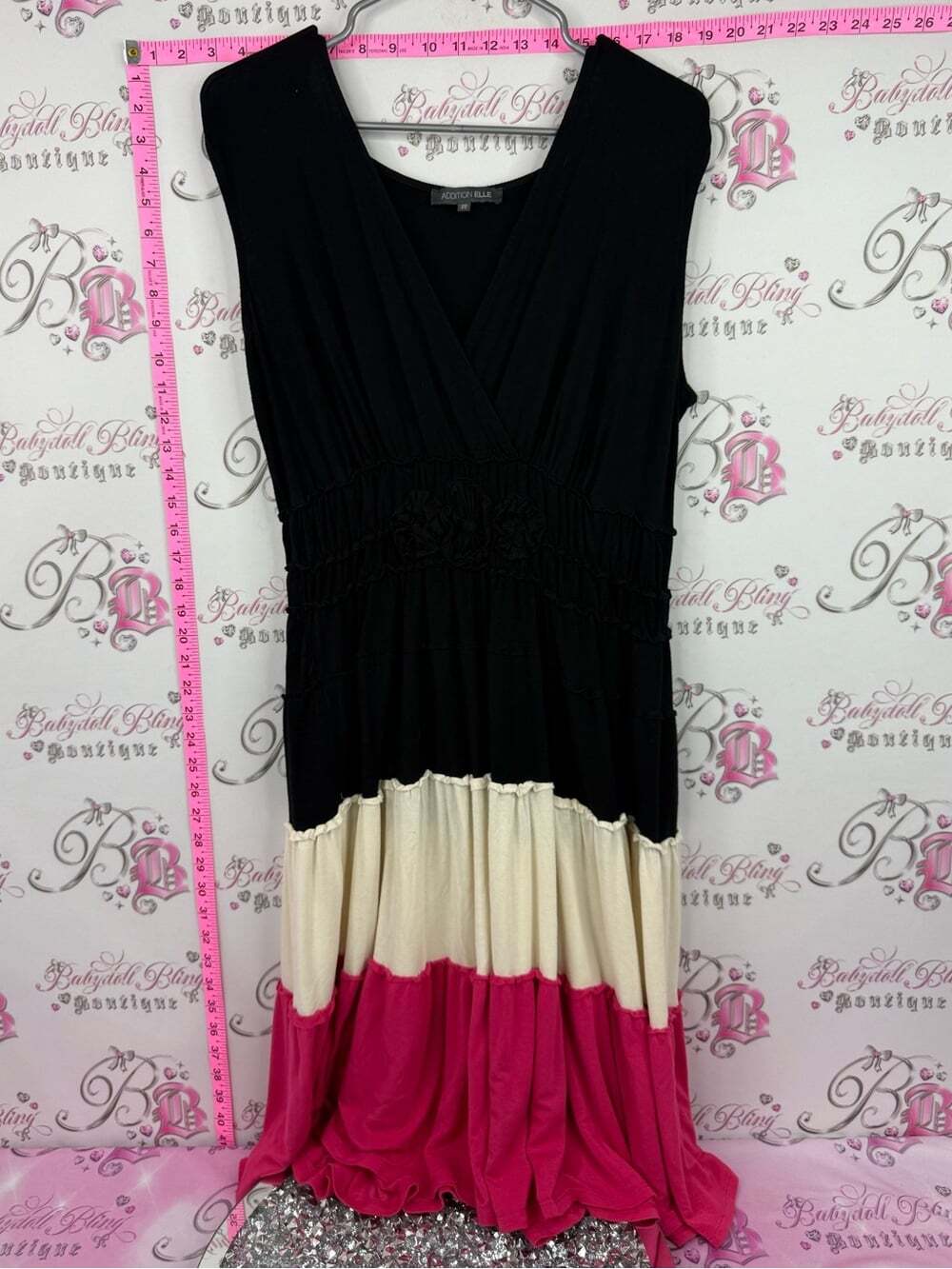 Addition Elle dress Sleeveless Colorblock Maxi Dress in Black, Cream & Pink